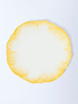 Westside Home Yellow Floral Design Dinner Plate