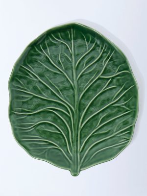 Westside Home Green Cabbage Leaf Shape Serving Platter