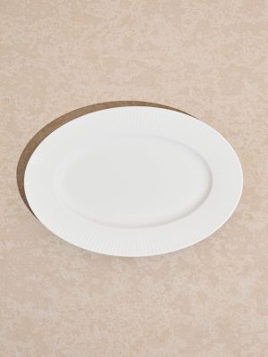 Westside Home White Ripple Oval Plate