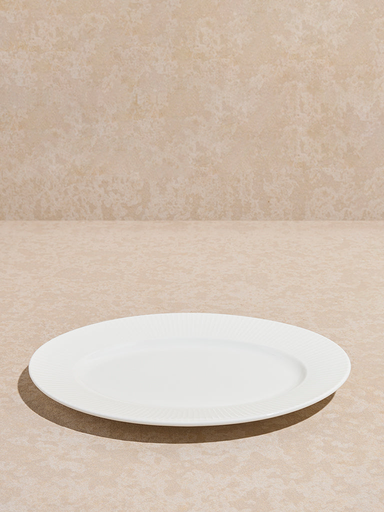 Westside Home White Ripple Oval Plate - Image 2