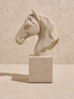 Westside Home Light Beige Horse Head Decorative Object