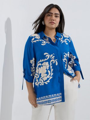 Gia Blue Floral Printed Shirt