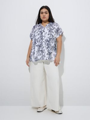 Gia Navy Floral Pattern Shirt