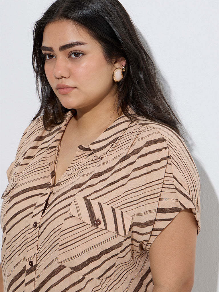 Gia Brown Printed Pattern Shirt - Image 3