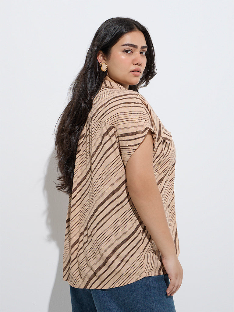 Gia Brown Printed Pattern Shirt - Image 4