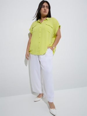 Gia Lime Crinkle-Textured Shirt