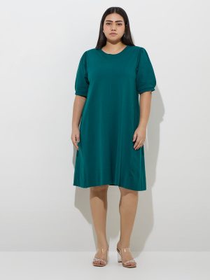 Gia Dark Teal A-Line Cotton Dress