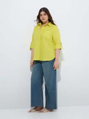Gia Lime Solid Cotton Shirt