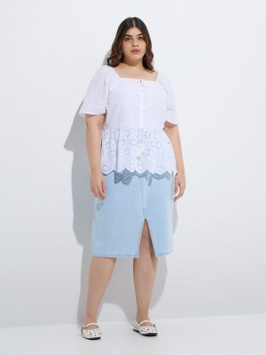 Gia Light Blue High-Rise Denim Skirt