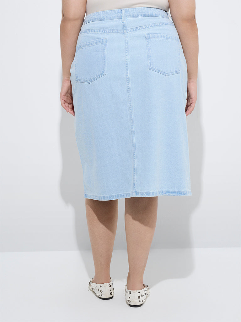 Gia Light Blue High-Rise Denim Skirt - Image 4