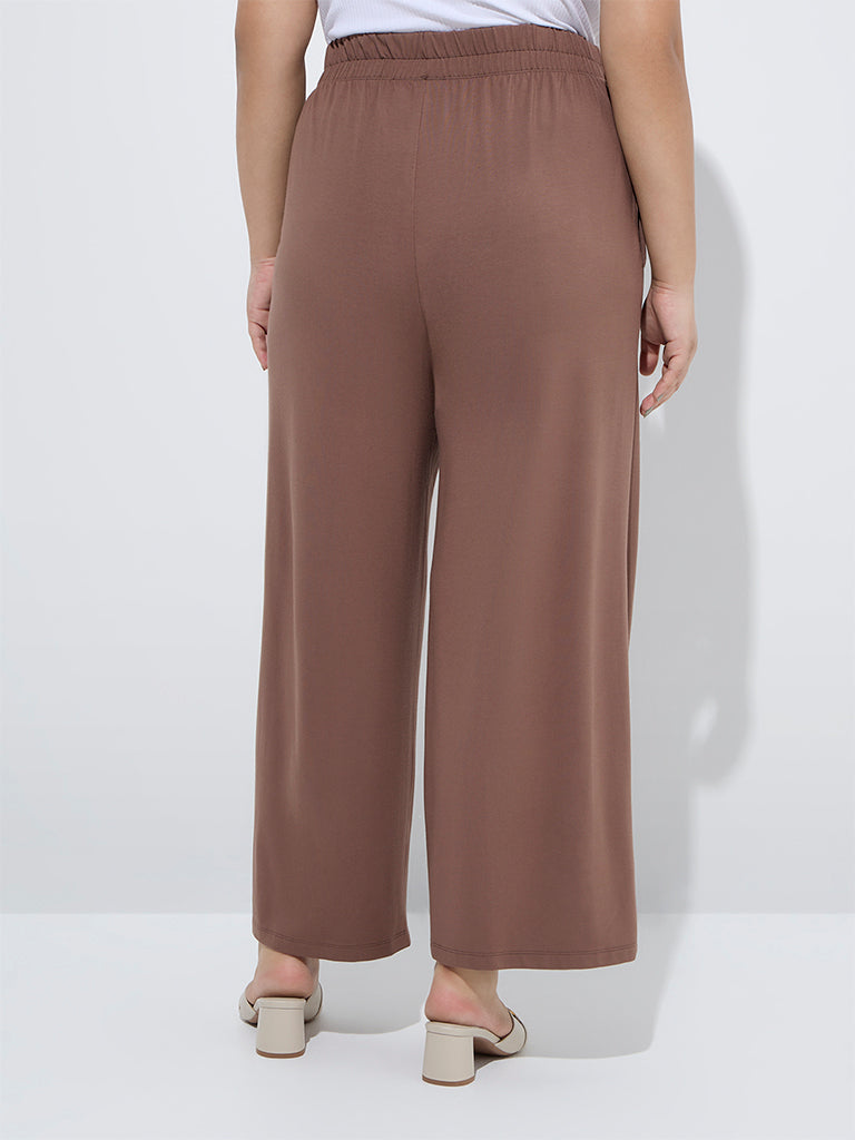 Gia Brown Wide-Leg High-Rise Trousers - Image 4