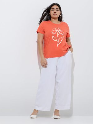 Gia Coral Floral Printed Cotton T-Shirt
