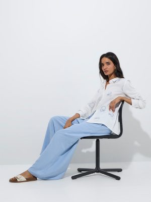 LOV White Sea-Shell Design Cotton Shirt