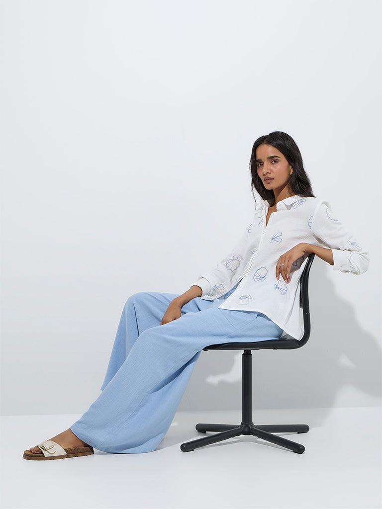 LOV White Sea-Shell Design Cotton Shirt