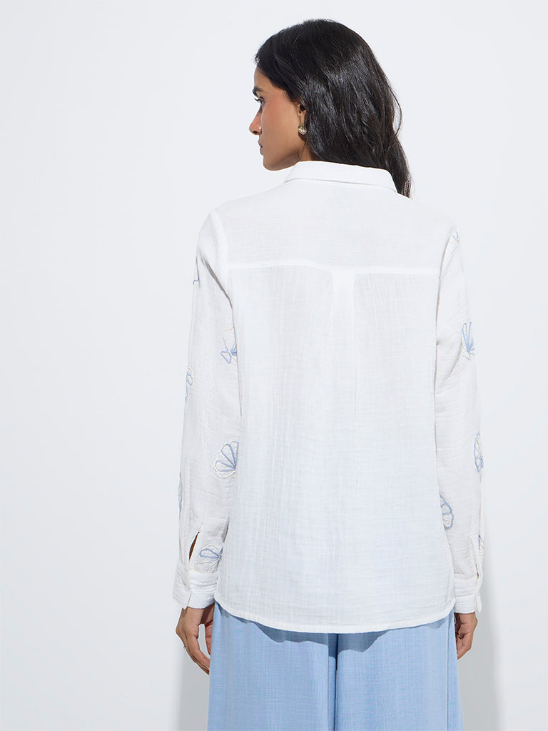 LOV White Sea-Shell Design Cotton Shirt - Image 4