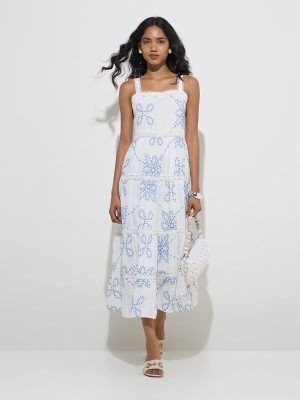 LOV White Embroidered Tiered Dress