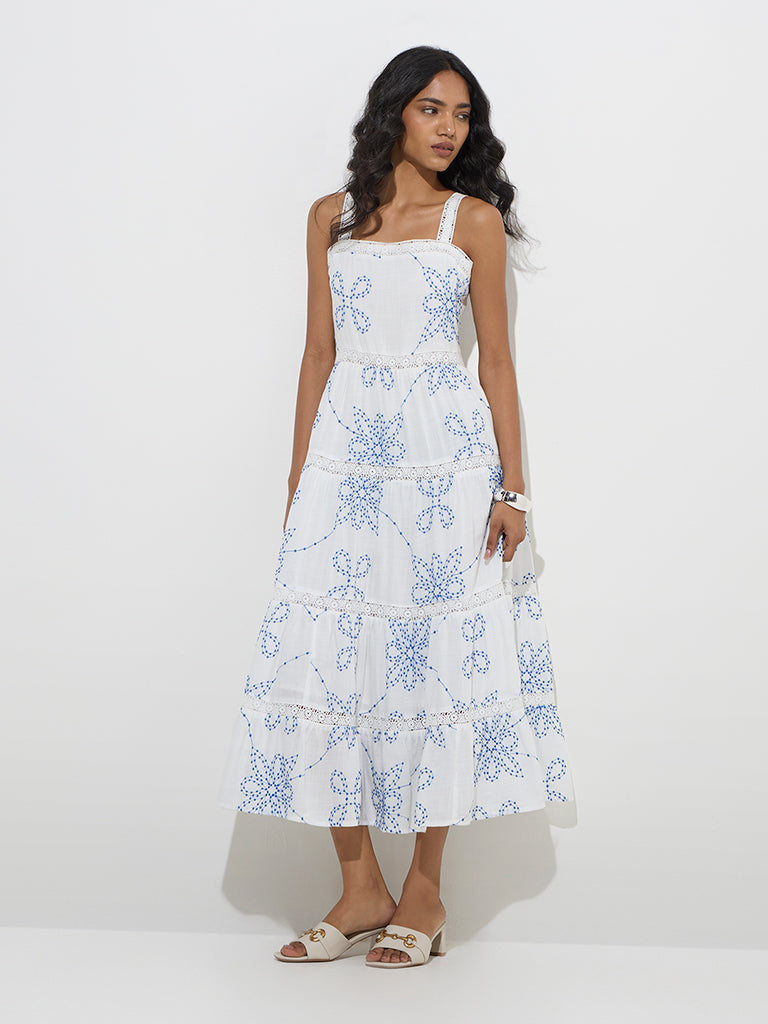 LOV White Embroidered Tiered Dress - Image 2