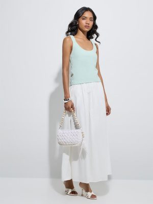 LOV Light Aqua Solid Cotton Top