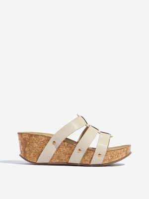 LUNA BLU Ivory Multi-Strap Wedge Sandals