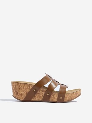 LUNA BLU Tan Multi-Strap Wedge Sandals