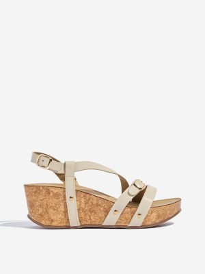 LUNA BLU Ivory Multi-Strap Wedge Sandals
