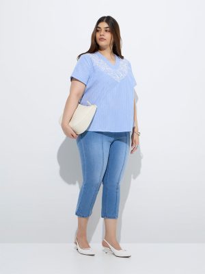 Gia Blue Striped Blouse