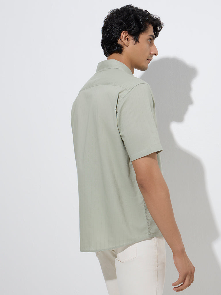 WES Casuals Sage Self Relaxed-Fit Cotton Shirt - Image 5