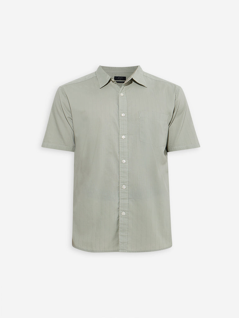 WES Casuals Sage Self Relaxed-Fit Cotton Shirt - Image 6