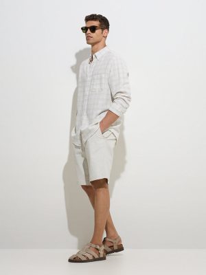 WES Casuals Off-White Relaxed-Fit Cotton-Blend Shirt