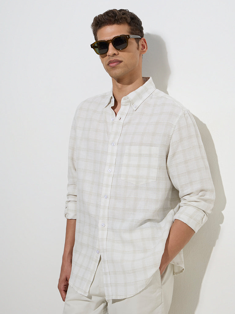 WES Casuals Off-White Relaxed-Fit Cotton-Blend Shirt - Image 2