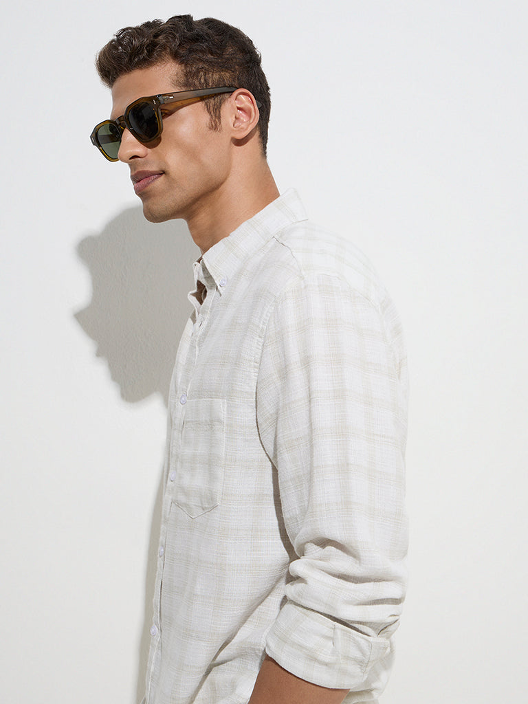 WES Casuals Off-White Relaxed-Fit Cotton-Blend Shirt - Image 3