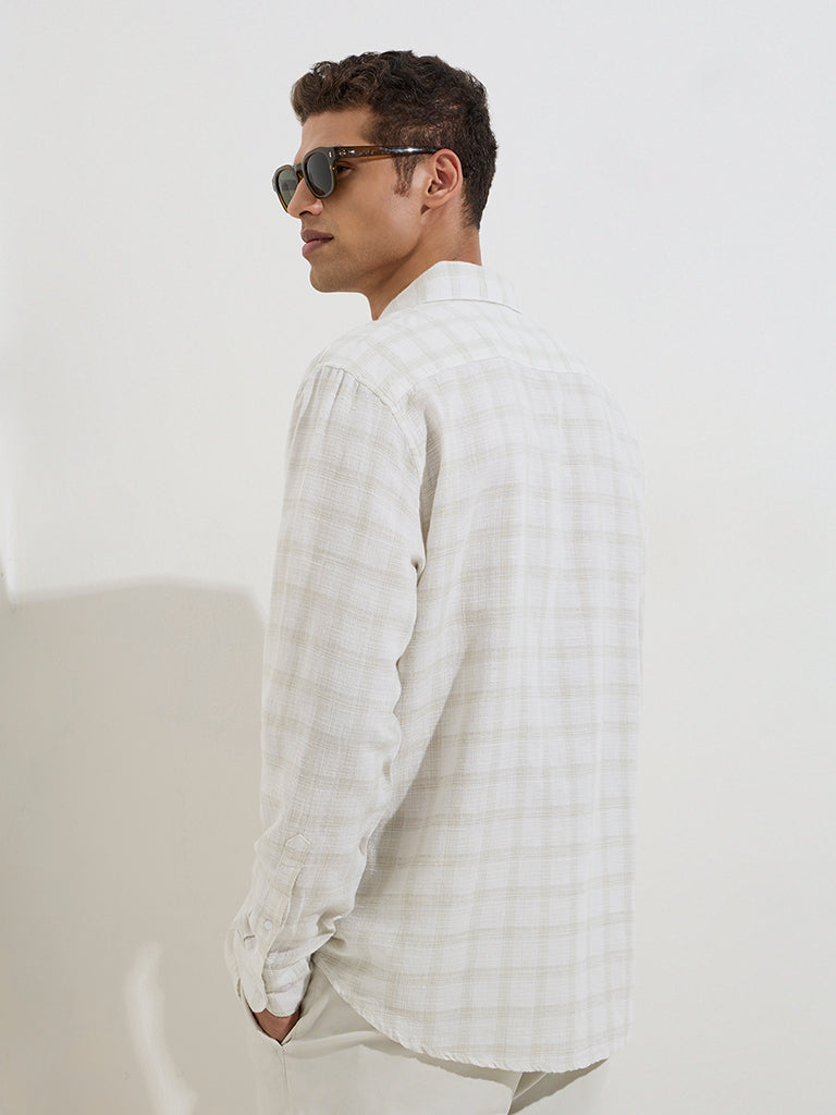 WES Casuals Off-White Relaxed-Fit Cotton-Blend Shirt - Image 4
