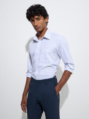 WES Formals Grey Checks Design Relaxed-Fit Cotton Shirt