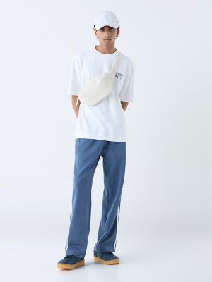 Studiofit Dusty Blue Relaxed-Fit Cotton-Blend Track Pants