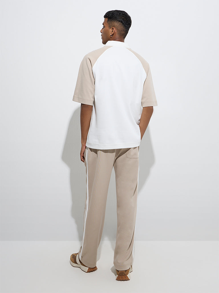 Studiofit Beige Relaxed-Fit Cotton-Blend Track Pants - Image 5
