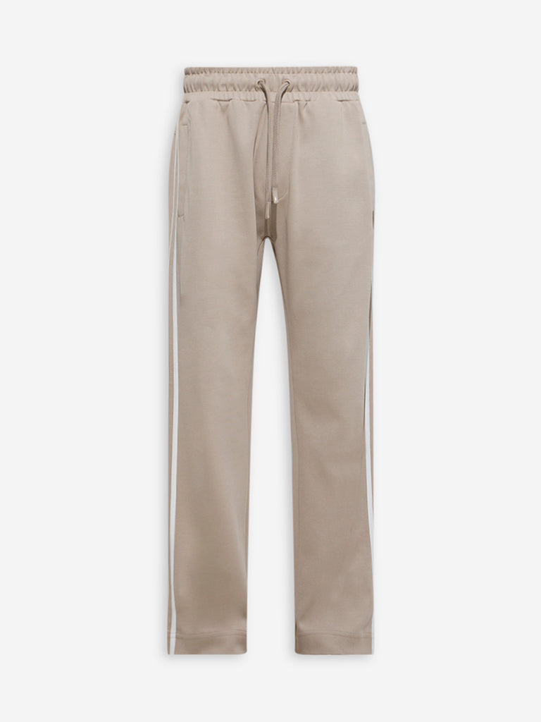 Studiofit Beige Relaxed-Fit Cotton-Blend Track Pants - Image 6