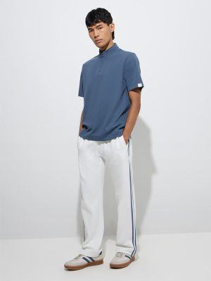 Studiofit White Relaxed-Fit Cotton-Blend Track Pants