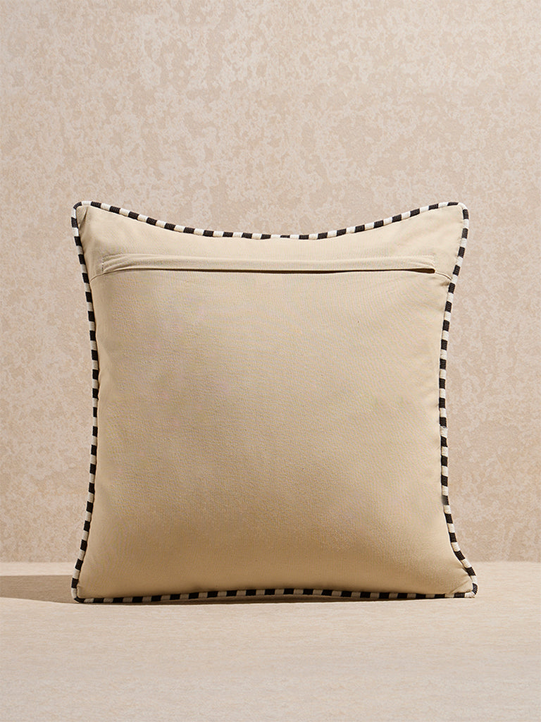 Westside Home Beige Floral Embroidered Cushion Cover - Image 2