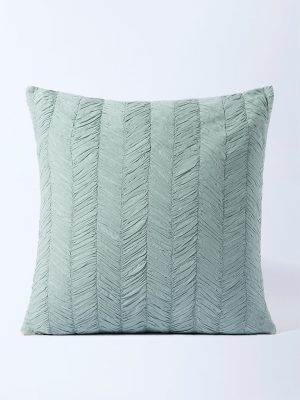 Westside Home Sage Chevron Ruched Cushion Cover