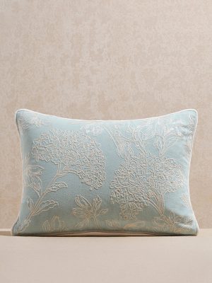 Westside Home Light Blue Floral Embroidered Cushion Cover