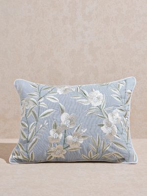 Westside Home Light Blue Botanical Design Cushion Cover