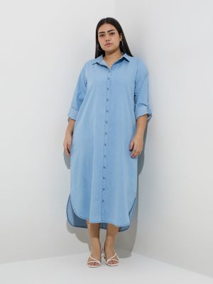 Gia Light Blue Denim Shirt Dress