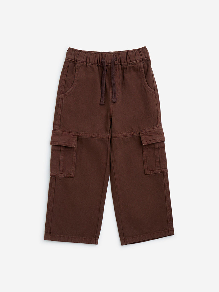 HOP Kids Brown Relaxed-Fit Mid-Rise Jeans