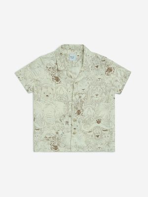 HOP Kids Off-White Animal Pattern Shirt
