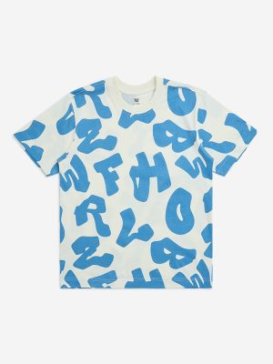 Y&F Kids White Typographic Cotton T-Shirt