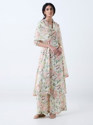 Zuba Multicolour Floral Pattern A-Line Kurta