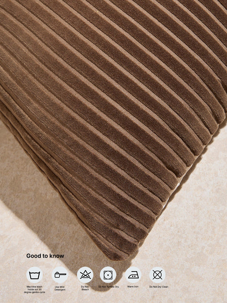 Westside Home Dark Brown Corduroy Cushion Cover - Image 5