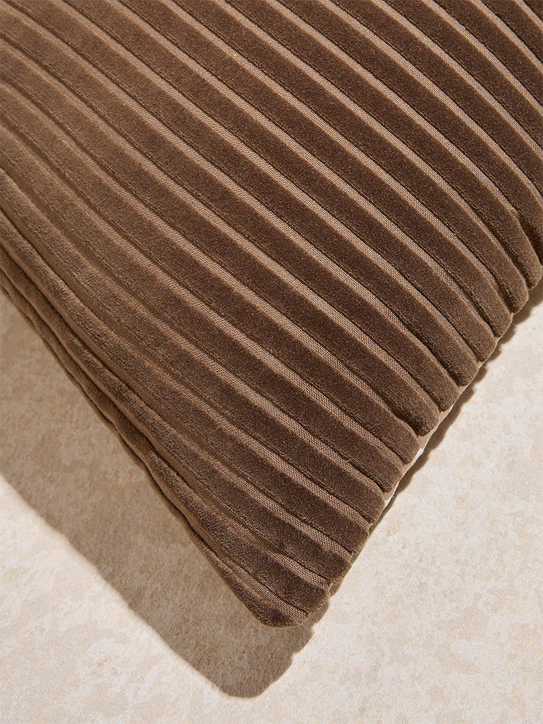 Westside Home Dark Brown Corduroy Cushion Cover - Image 3