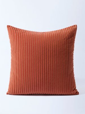 Westside Home Dark Rust Ribbed Corduroy Cushion Cover
