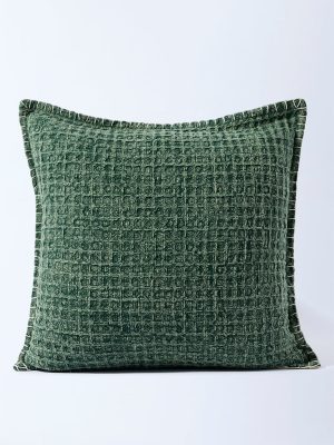 Westside Home Dark Green Waffle-Textured Cushion Cover